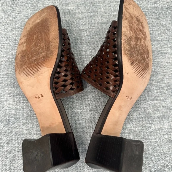 Cole Haan Angie brown woven leather heeled slide sandals - Picture 4 of 6